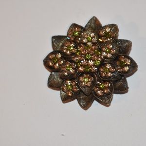 Yellow and Green Beaded Brooch